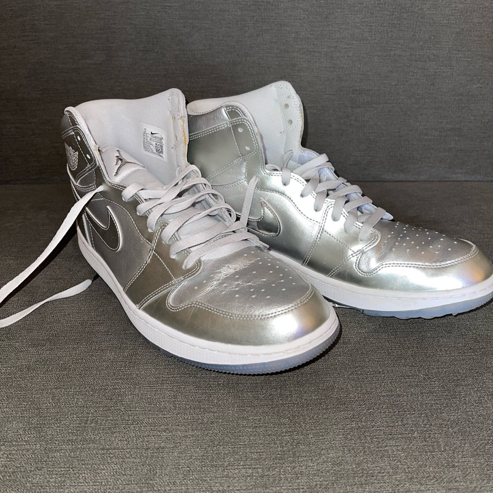 Nike Jordan 1 Golf, Metallic Silver and White